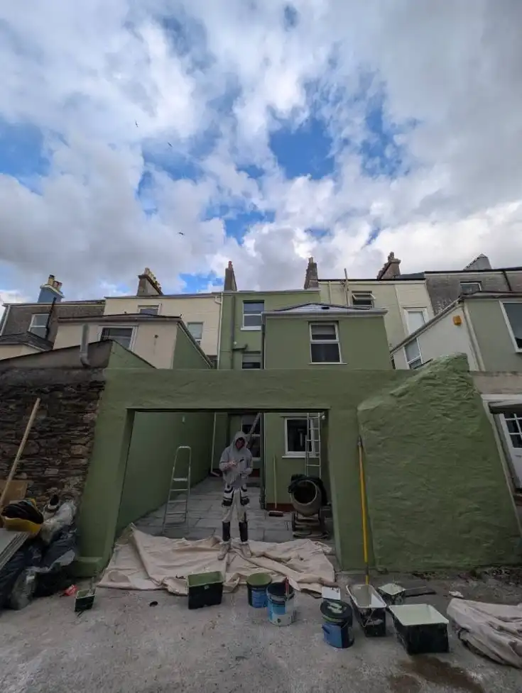Modern house exterior painting completed by Fineline Decorators Plymouth