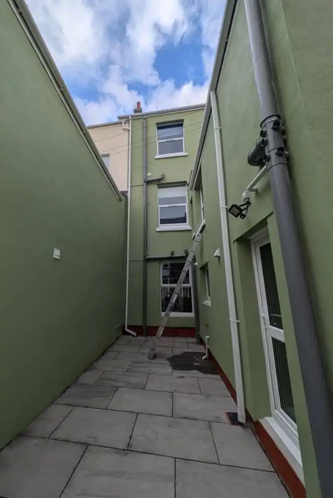 Rear courtyard exterior painting in Plymouth by Fineline Decorators Plymouth