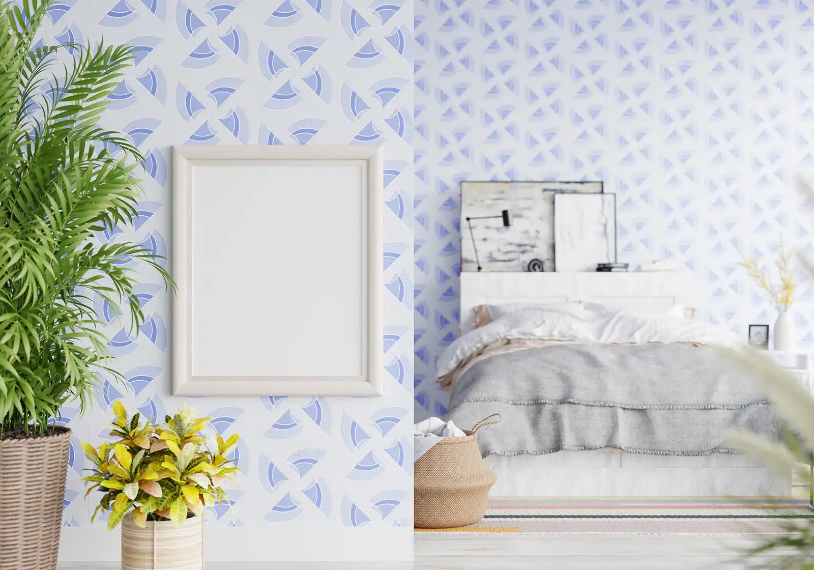 Modern bedroom wallpaper installed by Fineline Decorators Plymouth, Devon & Cornwall