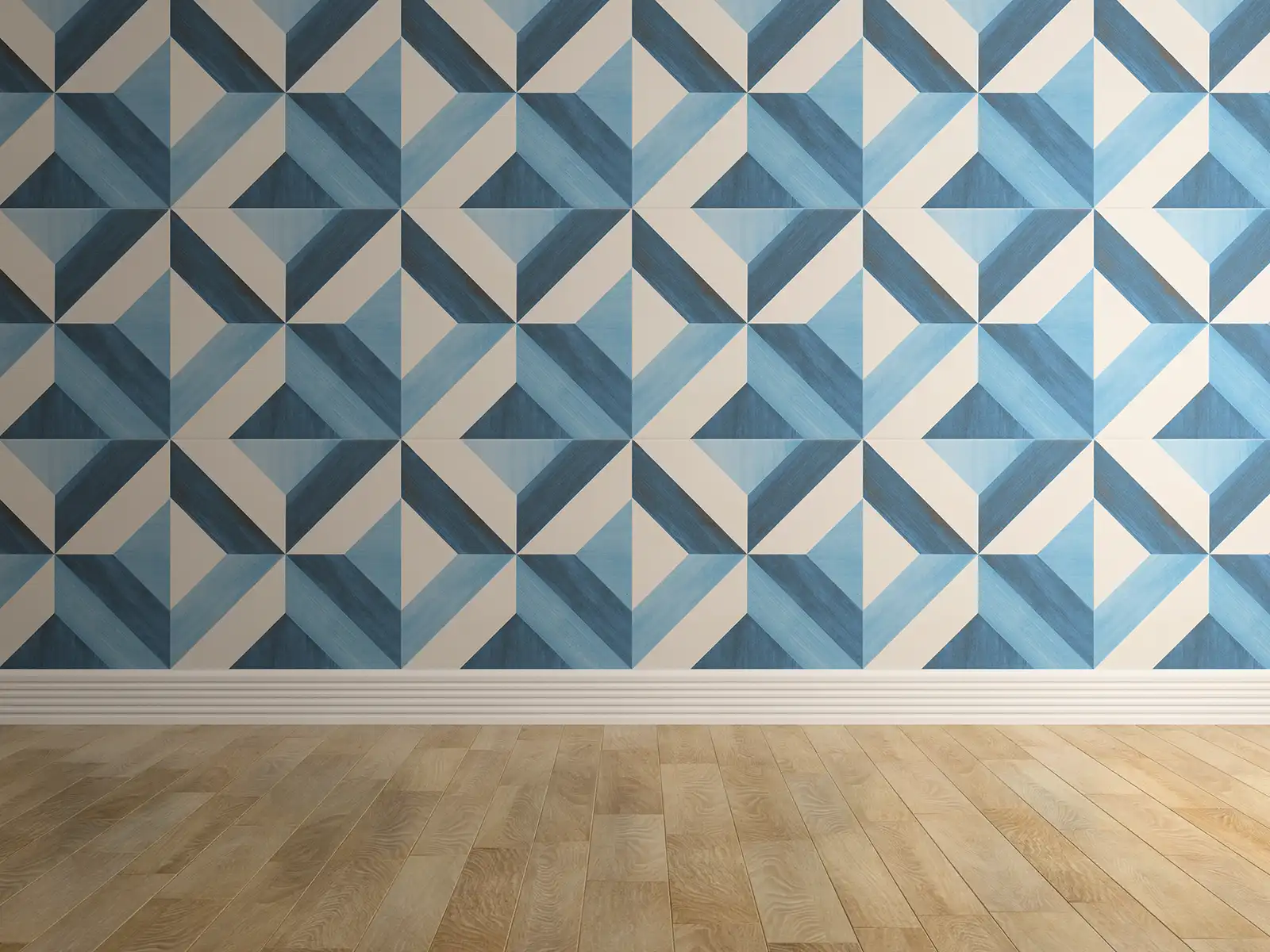 Geometric feature wallpaper installed by Fineline Decorators Plymouth, Devon & Cornwall